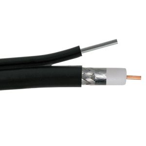 RG6 Standard Shield, W/ Messenger, 18 AWG CCS, 60% Aluminum Braid, 3GHz, 1000ft, CM, Spool, Black