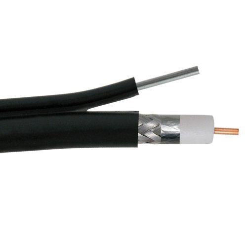 RG6 Standard Shield, W/ Messenger, 18 AWG CCS, 60% Aluminum Braid, 3GHz, 1000ft, CM, Spool, Black